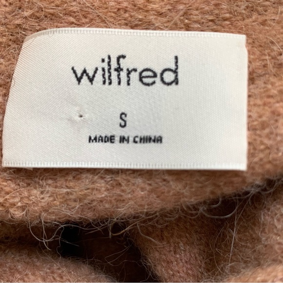Aritzia Wilfred Lorin Turtleneck Knit Tie Front Sweater Clay Wool Alpaca Small - Picture 7 of 9